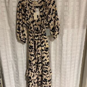 Nordstrom Black and Cream Floral Dress